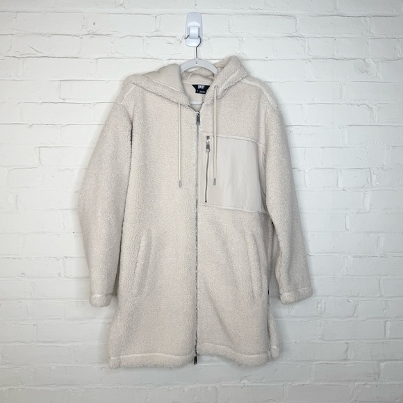 NEW DKNY Women's Performance Sherpa Hybrid Longline Fullzip Jacket Small - Picture 3 of 8